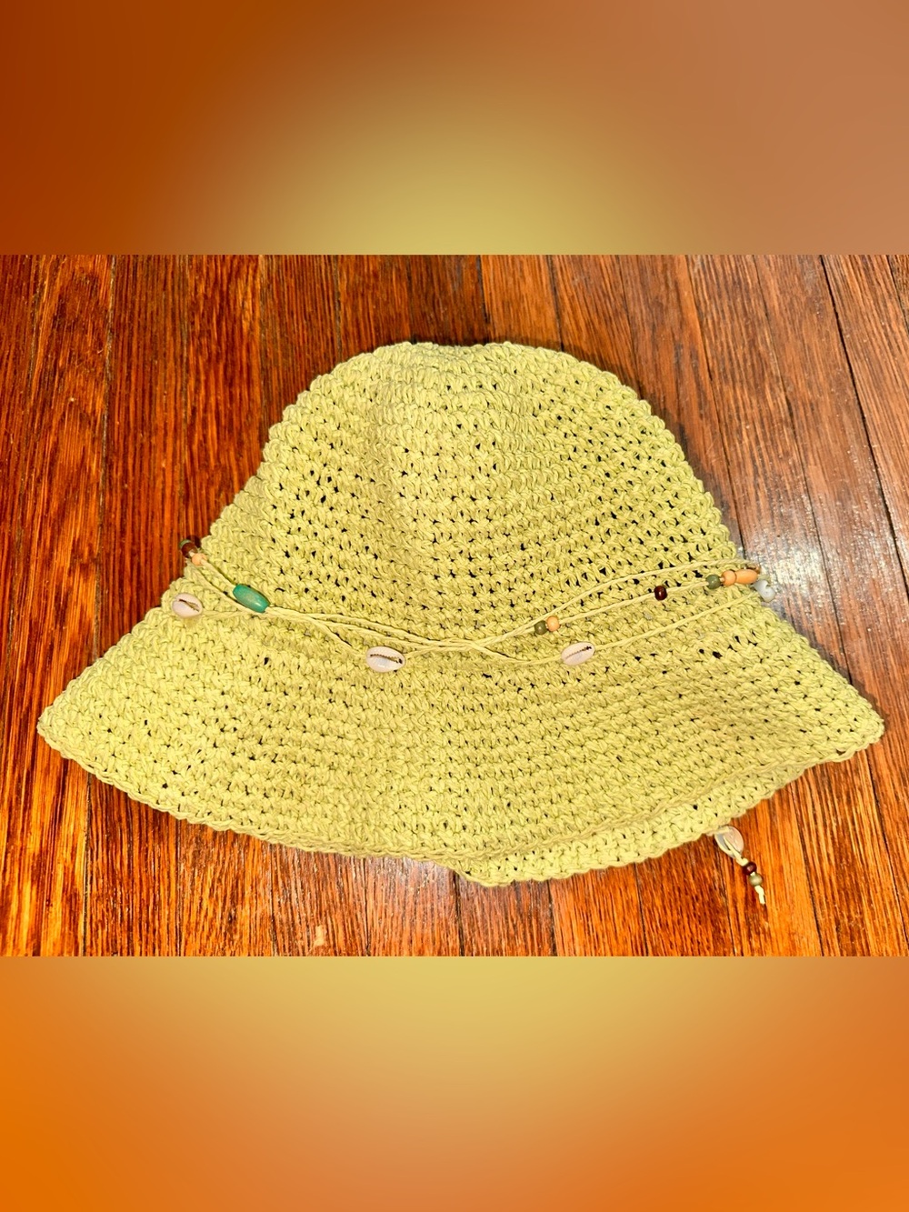 Women’s HBY Miami Light Green Bucket Hat with Beads and Seashells